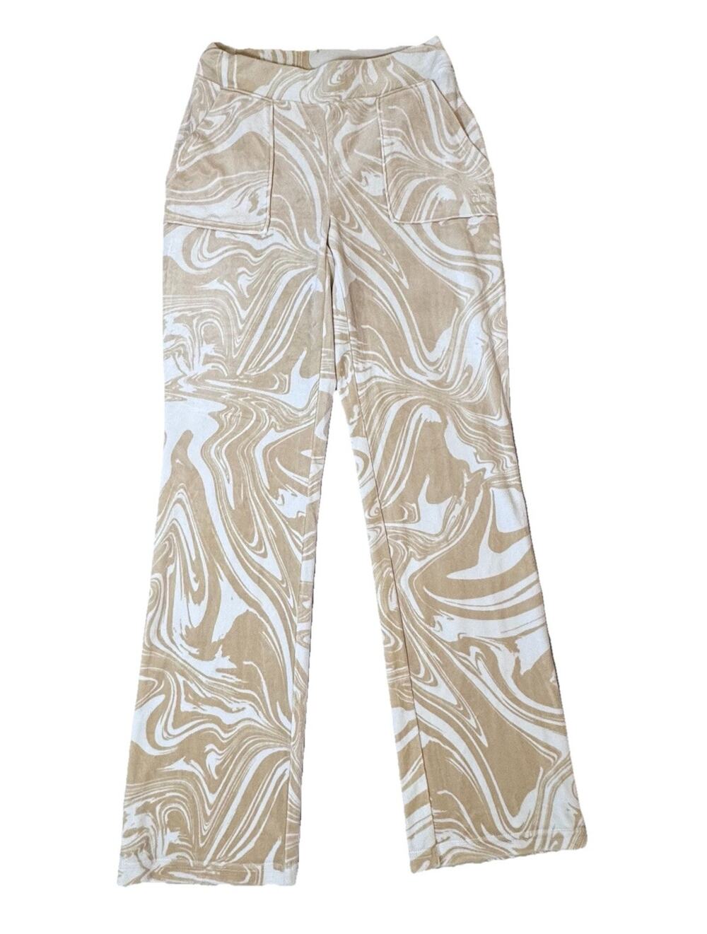 Juicy Couture Velour Velvet Beige Tie Dye Pattern Lounge Pants XS 27in. Womens